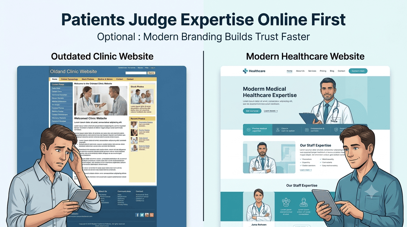 outdated healthcare branding reduces perceived expertise and patient trust